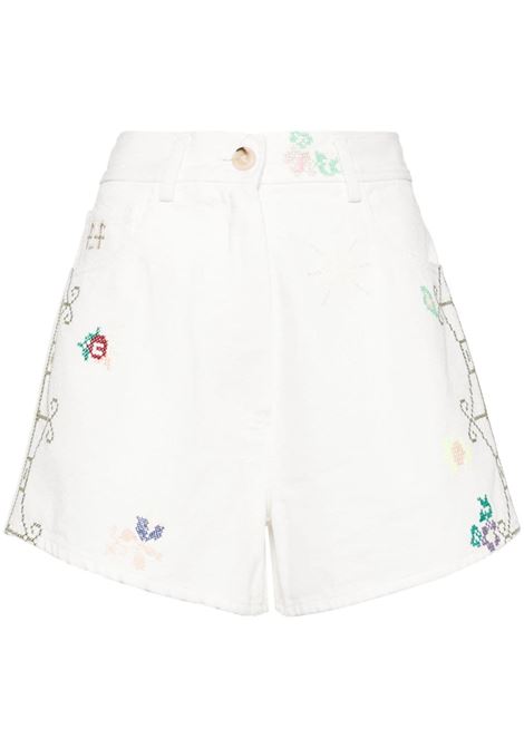 Shorts denim a fiori in bianco di Forte Forte - donna FORTE FORTE | 123296054